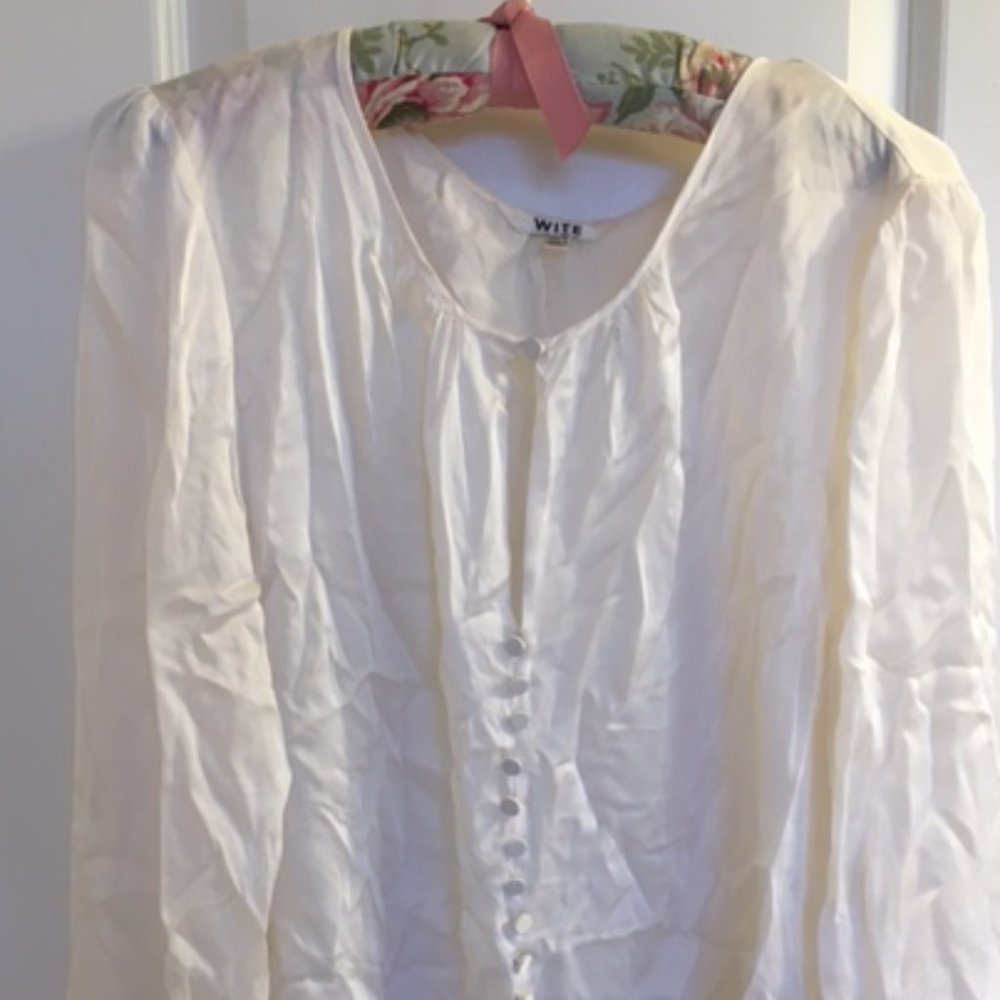 Pretty Silk White Blouse
